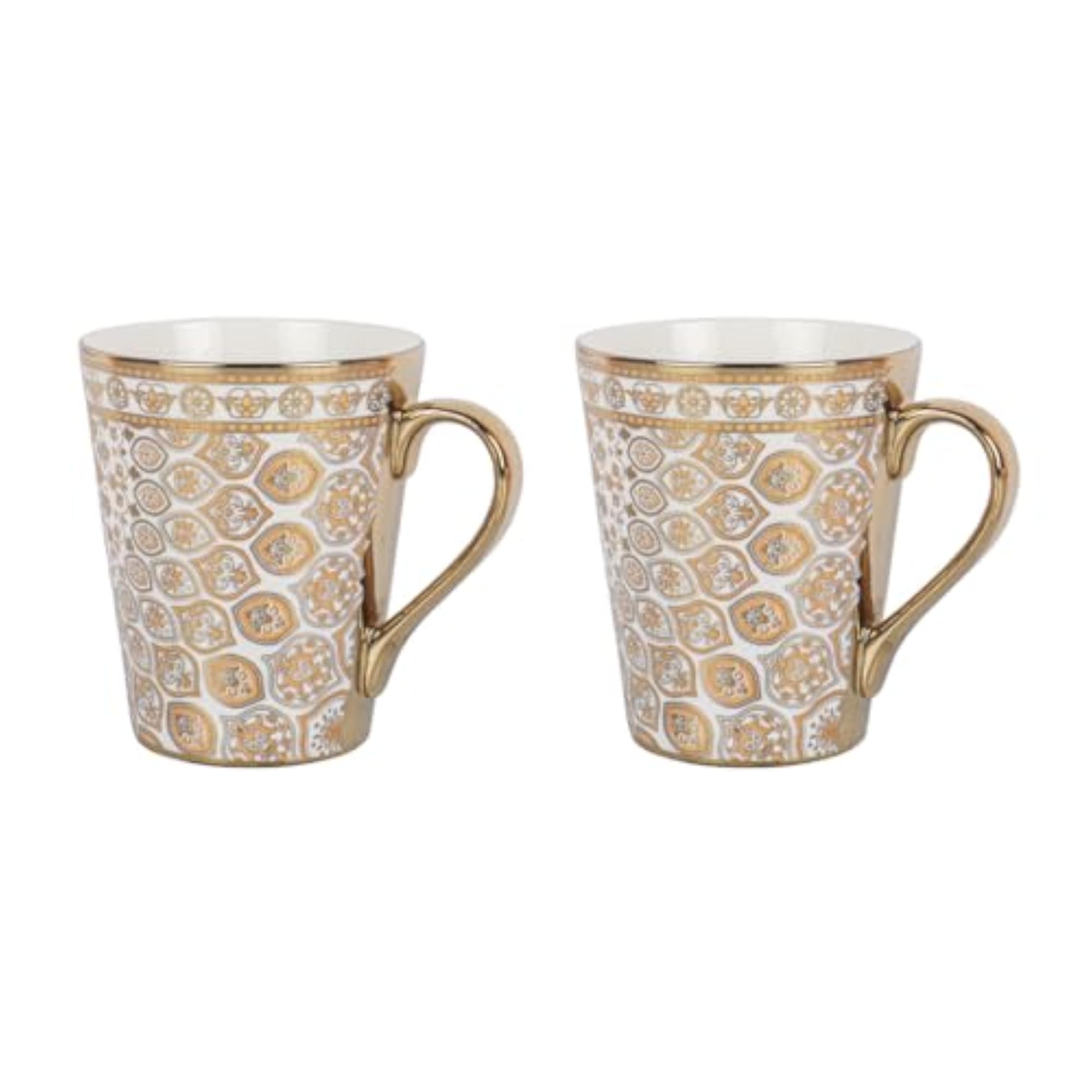Elegant Gold & White Ceramic Coffee Mug, Luxury Design